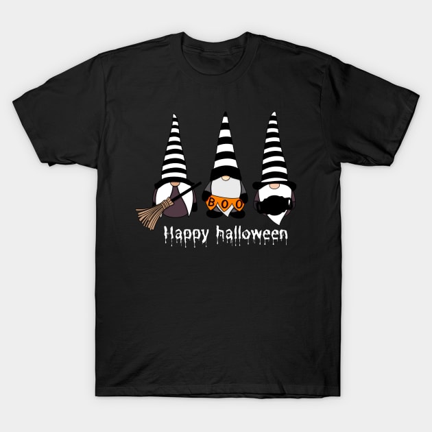 Happy Halloween! Cute Gnomes with Hats Autumn Vibes Halloween Boo Thanksgiving and Fall Color Lovers T-Shirt by BellaPixel